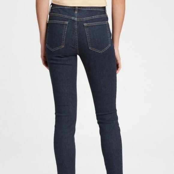 Gap True Skinny Mid Rise Dark Wash Jeans Jeggings Casual Basic Petite Cropped - Picture 3 of 8